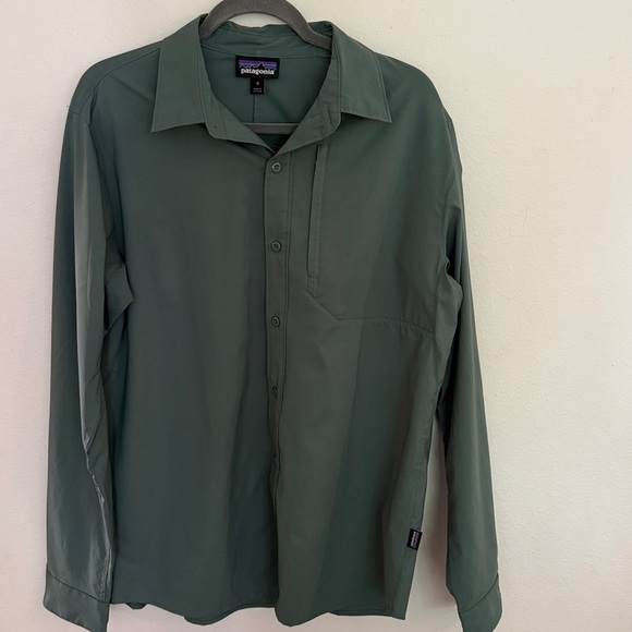 Patagonia sz M Long-Sleeved Skiddore Shirt Sage Green Casual Shirt like new - Picture 2 of 8